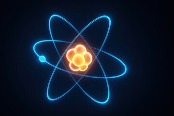 Atom in Space: A captivating visual representation of an atom, with electrons orbiting a central nucleus, set against a backdrop of infinite space, showcasing the elegance of science and the cosmos.