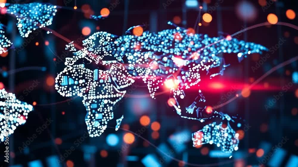 Poster electronic signals weaving through a global network a tapestry of tech connectivity 4k