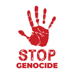 Red Handprint Stop Genocide Awareness Graphic Design