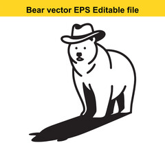 Bear vector wearing western hat
