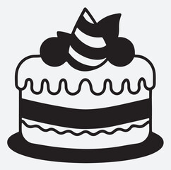 cake confectionery silhouette vector art illustration, cake with cream