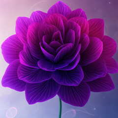 vibrant purple flower with intricate petals and green stem, radiating beauty and elegance