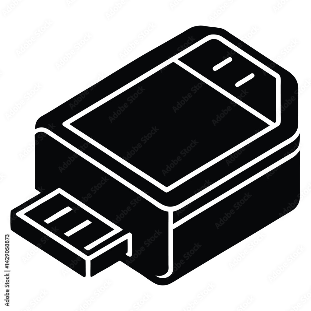 Poster isolated black vector photographer using element sd card reader with white background
