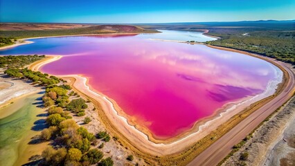 Australian Pink Lake Aerial Panorama