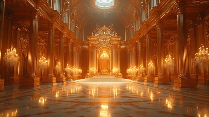 Obraz premium Lavish palace chamber with grand chandeliers image