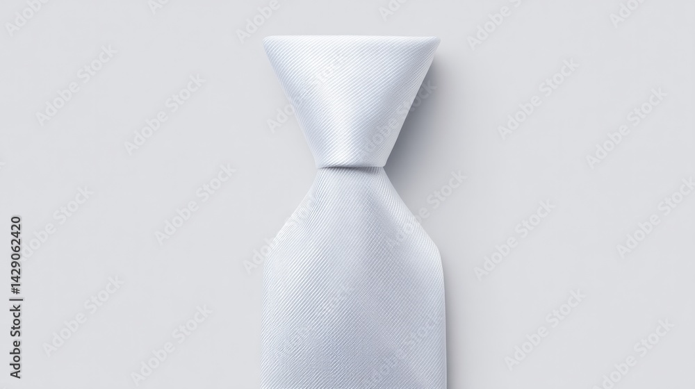 Poster minimalistic image showing single elegant tie against stark white background representing father day