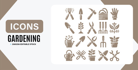 Gardening Tools Silhouette Icon Pack