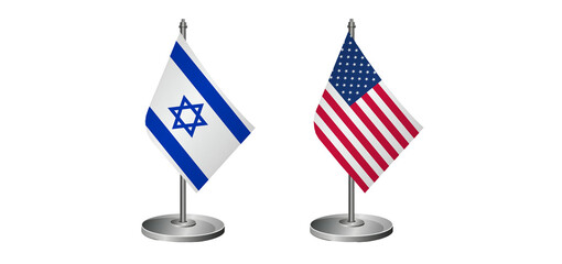 Table Flags of America and Israel Side by Side – International Diplomacy and Global Relations Concept