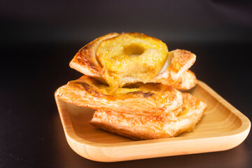 Puff pastry with apple and cream cheese. Dessert. Pastry. Bread