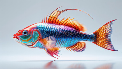 Fototapeta premium Vivid rainbow colored fish artistic illustration creative marine life concept