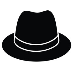 Black hat silhouette isolated on white background