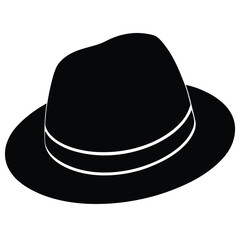 Black hat silhouette isolated on white background
