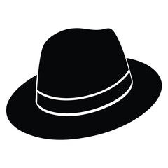 Black hat silhouette isolated on white background