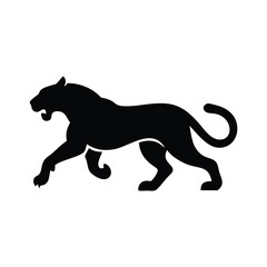 Tiger Silhouette Vector – Wild Big Cat Black Outline Design on White Background	