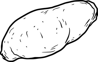 Line Drawing Of A Single Raw Potato Tuber