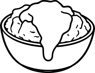 Creamy Mashed Potatoes Topped With Rich Gravy in Bowl