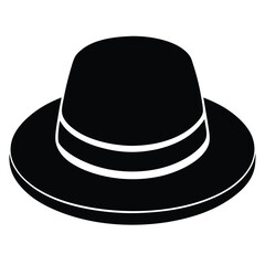 Black hat silhouette isolated on white background
