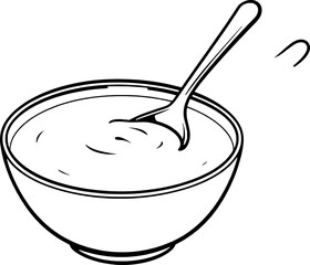 Creamy Dessert in Bowl with Spoon Swirled Texture