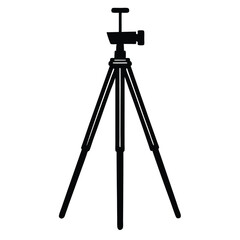 Isolated Black Vector Photographer using Element tripod With White Background