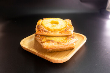 Puff pastry with apple and cream cheese. Dessert. Pastry. Bread