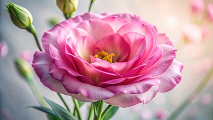 Obraz premium Pink Lisianthus Flower, Floral Beauty, Botanical Art