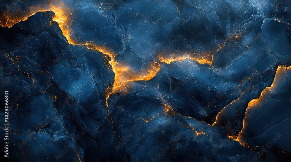 Wall mural luxurious dark blue marble texture with golden veins creating an elegant and sophisticated pattern p