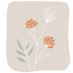 フリーハンドで描いた抽象的な草花のイラスト