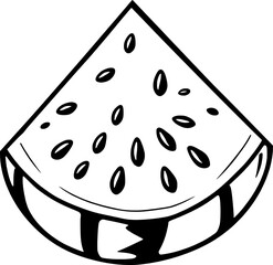A Simple Line Drawing Of A Watermelon Slice