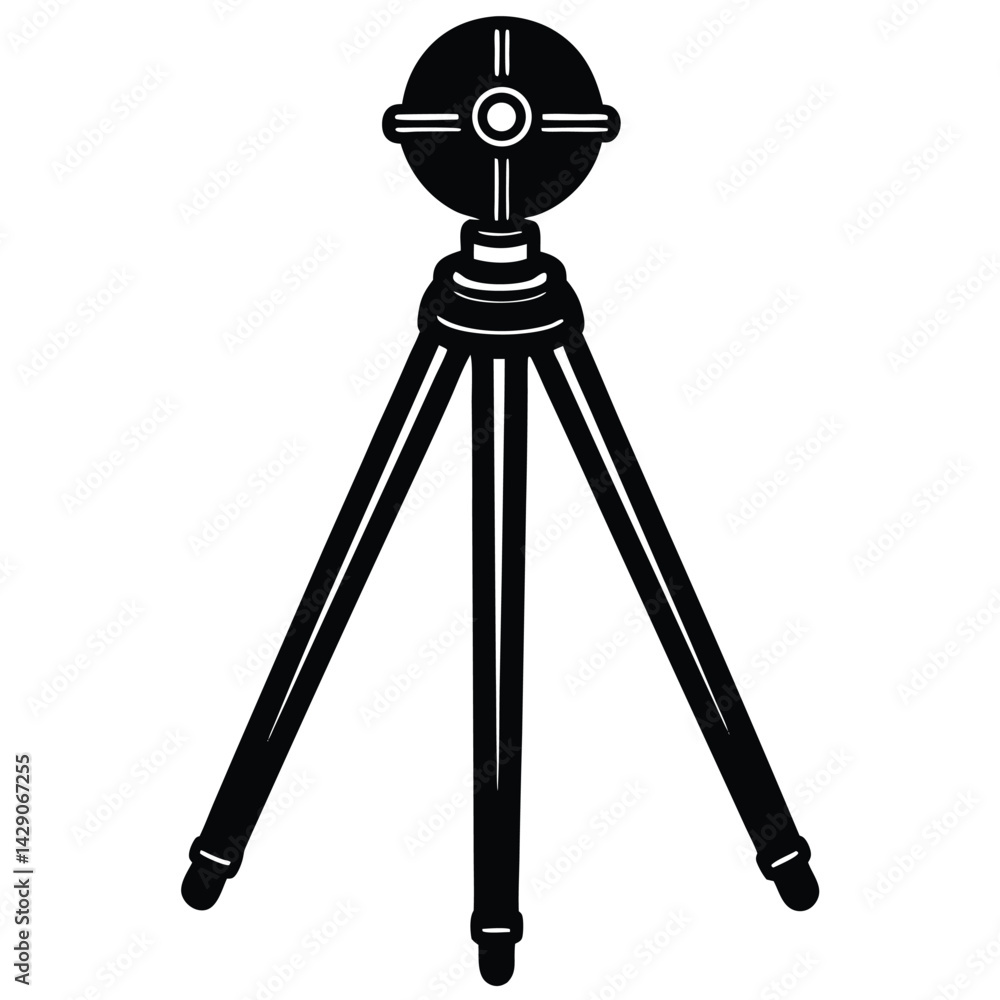 Poster isolated black vector photographer using element tripod quick release plate with white background