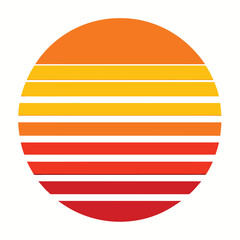 Retro Striped Sunset with Vintage Back Graphic T-Shirt Design