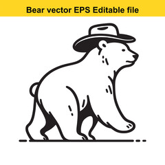 Bear vector wearing western hat