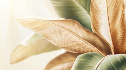 Golden Tropical Leaves in Sunlight