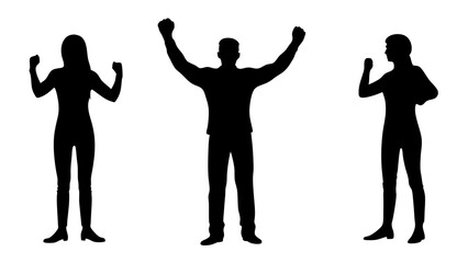 set of winners and losers silhouette vector on white background