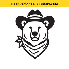 Bear vector wearing western hat