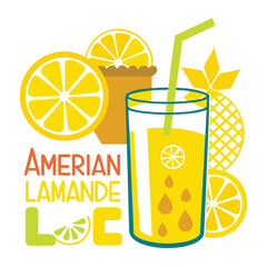 American lemonade set vector design clipart on white background