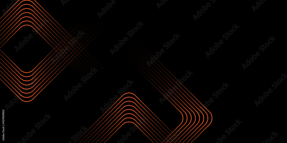 Poster abstract beautiful perfect random orange lines background. abstract orange lines with black backgrou