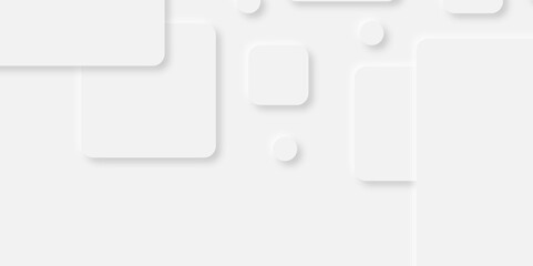 Fototapeta premium Abstract white rectangle shape geometric line background. abstract seamless modern white and gray color technology concept geometric rectangle vector background neomorphism style poster, banner design