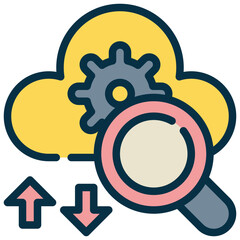 cloud gear setting search finding filled outline icon