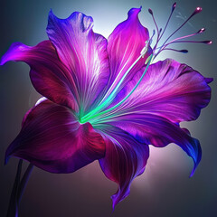 vibrant purple flower with delicate green veins radiates beauty and elegance