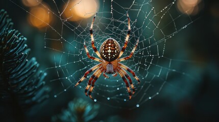 Orb-weaver spider in intricate web