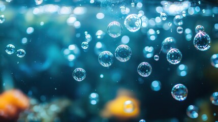 Close Bubbles Rising Fish