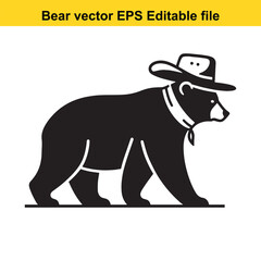 Bear vector wearing western hat