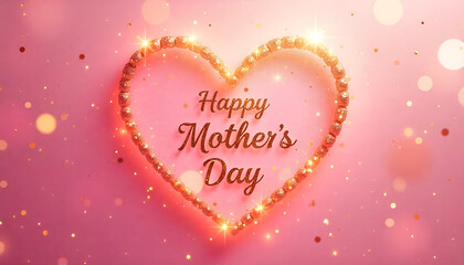 A glowing pink heart with "Happy Mother's Day" written inside, radiating warmth and love, perfect for celebrating the special bond between mother and child on this heartfelt occasion.