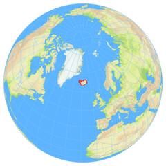 Fototapeta premium View of the earth from space showing the location of Iceland