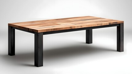 Rustic wooden dining table with industrial metal frame