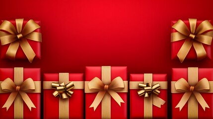 Red gift boxes with gold ribbons
