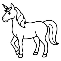 Minimalist Unicorn Line Art Vector