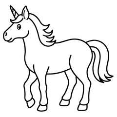 Minimalist Unicorn Line Art Vector