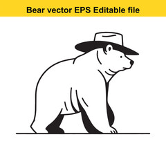 Bear vector wearing western hat