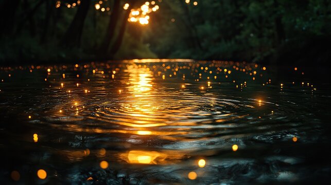 Olive oil slick reflects the stars in a pool of eternal darkness